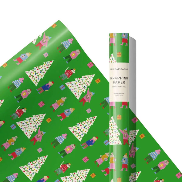 Tree Trimming Dogs Gift Wrap Roll Red Cap Cards Gift Wrap & Packaging - Gift Wrap
