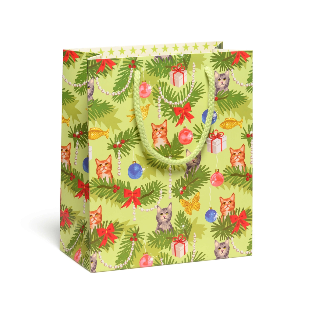 Christmas Cats Medium Gift Bag Red Cap Cards Gift Wrap & Packaging - Holiday - Christmas - Gift Bags