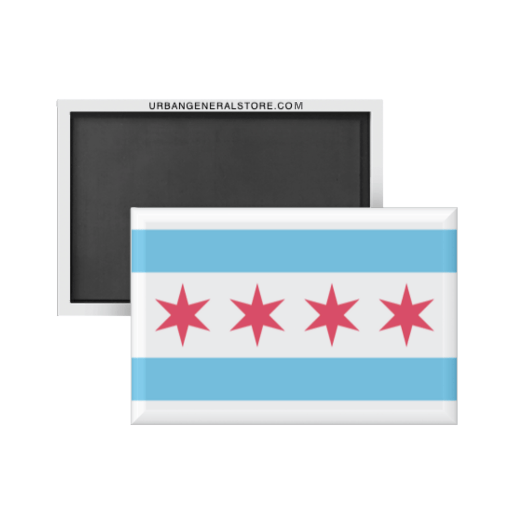 Chicago Flag Magnet Sad Bear Studio Home - Magnets