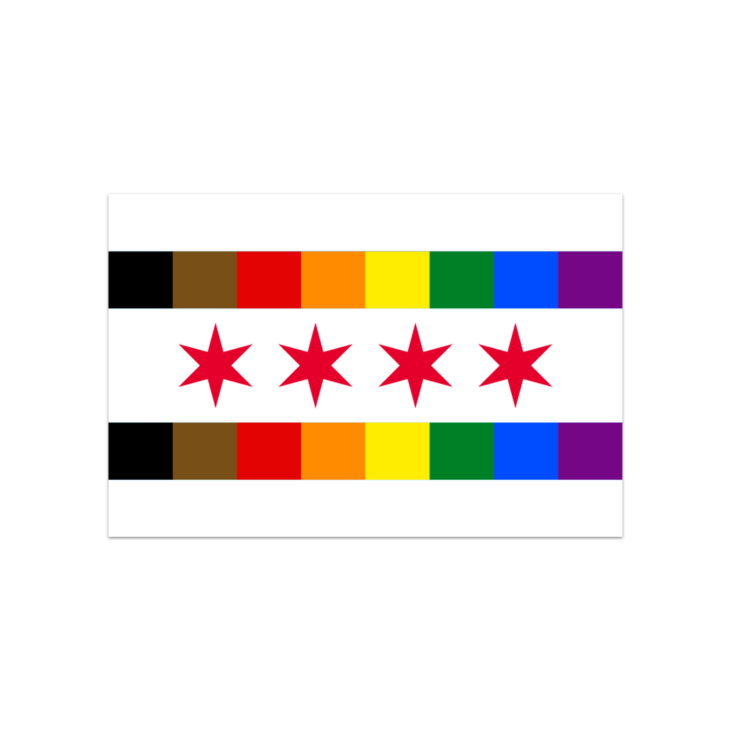 Chicago Progress Pride Flag Sticker Sad Bear Studio Impulse - Decorative Stickers