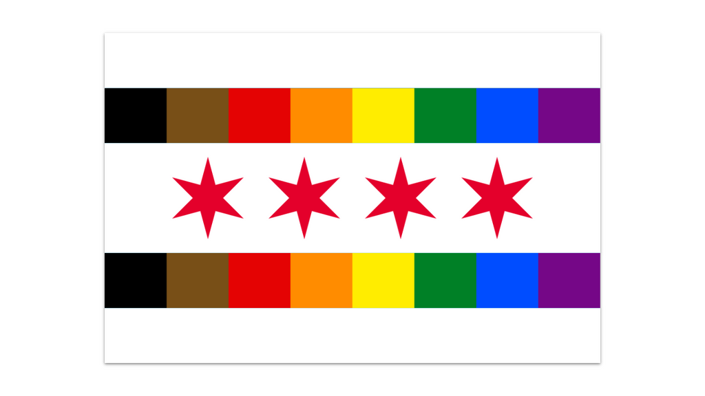 Chicago Progress Pride Flag Sticker Sad Bear Studio Impulse - Decorative Stickers