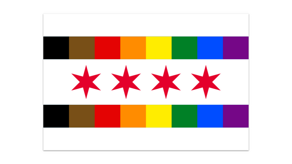 Chicago Progress Pride Flag Sticker Sad Bear Studio Impulse - Decorative Stickers