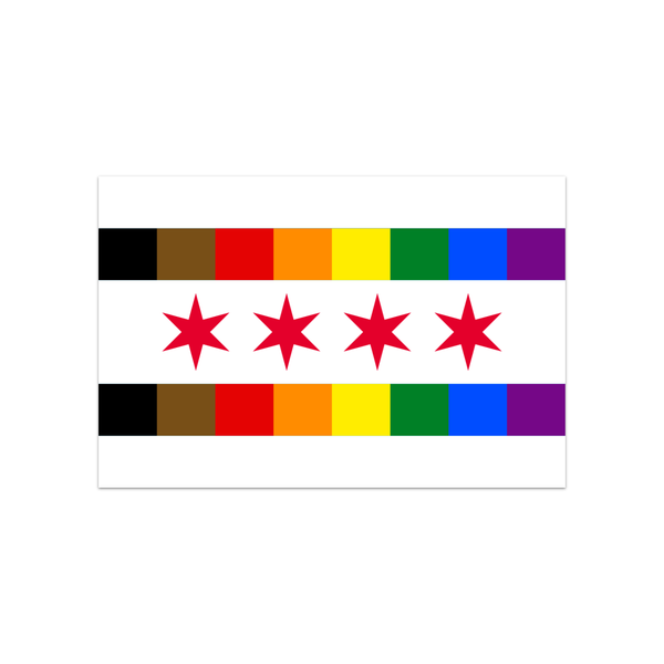 Chicago Progress Pride Flag Sticker Sad Bear Studio Impulse - Decorative Stickers