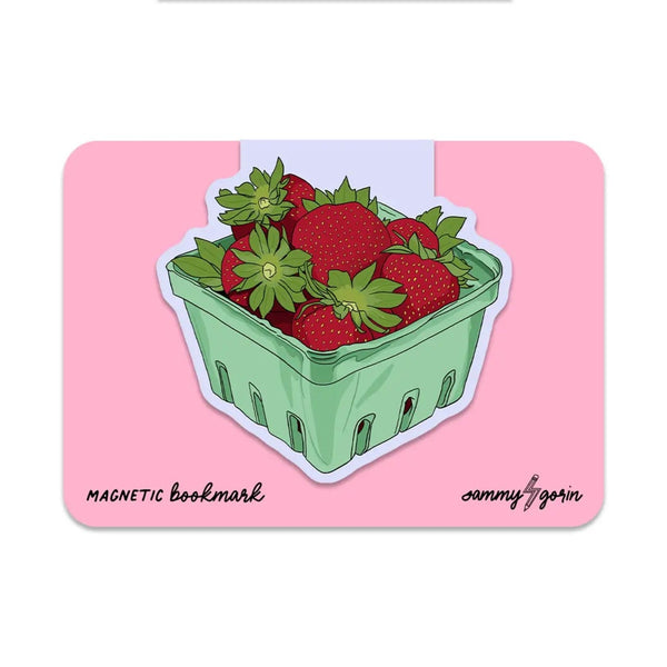 Strawberry Carton Magnetic Bookmark Sammy Gorin LLC Books - Bookmarks