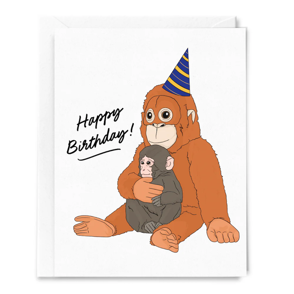 Punch the Macaque Monkey and His Plushie Birthday Card Sammy Gorin LLC Cards - Birthday