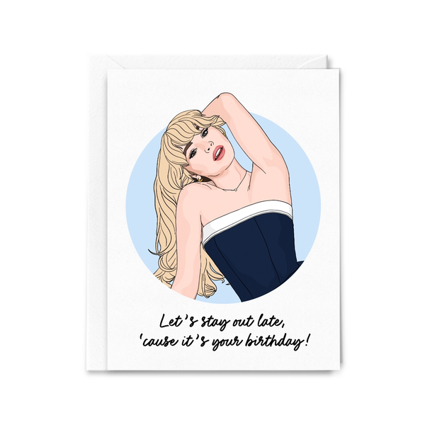 Sabrina Carpenter Let's Stay Out Late Birthday Card Sammy Gorin LLC Cards - Birthday