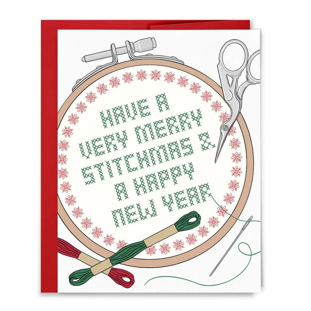 Merry Stitchmas Cross Stitch Christmas Card Sammy Gorin LLC Cards - Holiday - Christmas