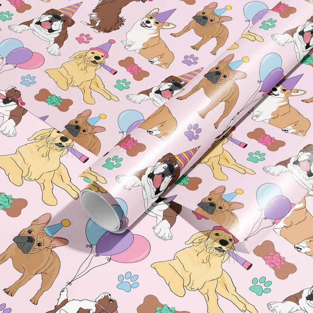 Let's Pawty Birthday Dogs Wrapping Paper Sammy Gorin LLC Gift Wrap & Packaging - Gift Wrap