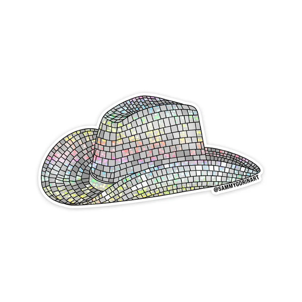 Disco Ball Cowboy Hat Glitter Sticker Sammy Gorin LLC Impulse - Decorative Stickers