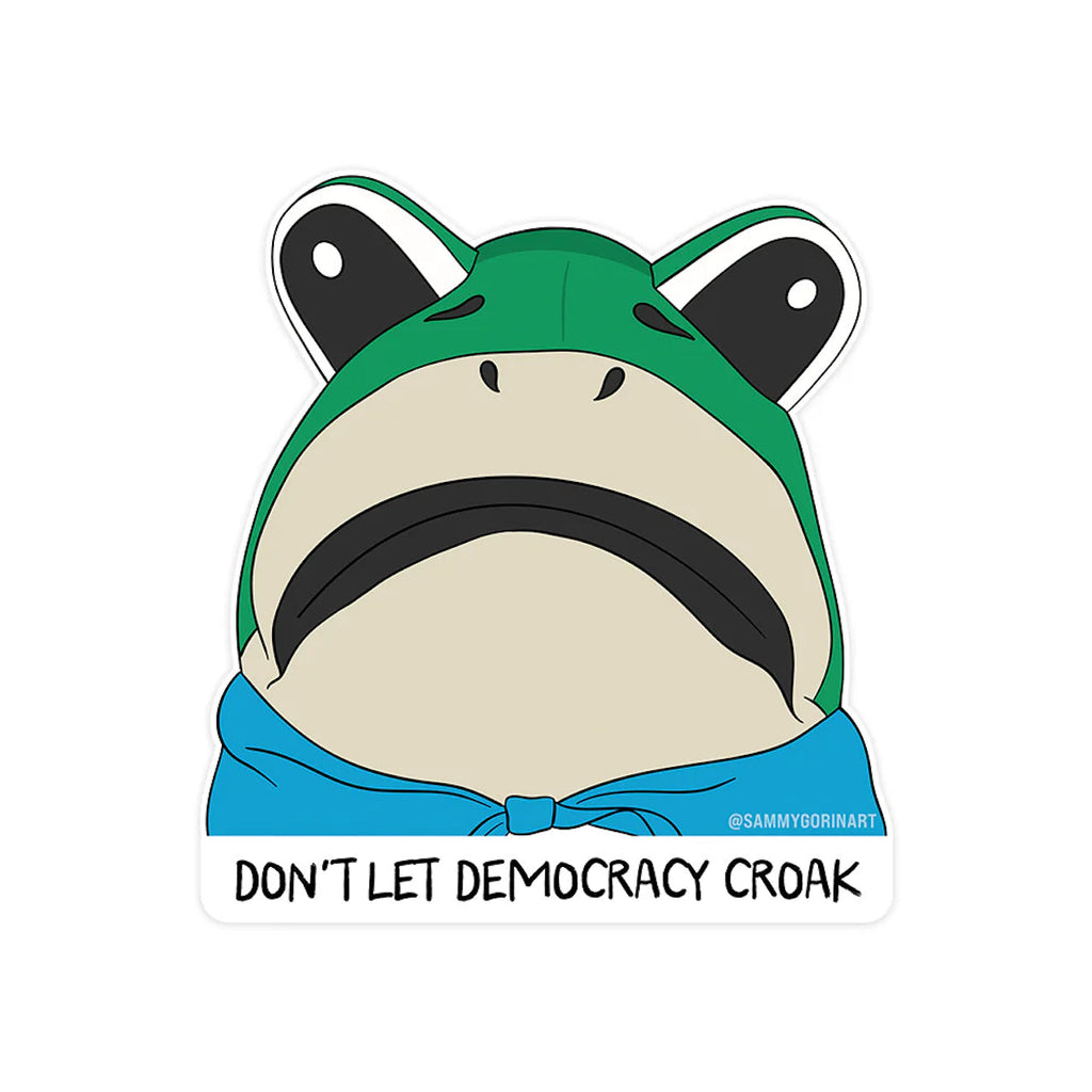 Don't Let Democracy Croak Inflatable Frog Protest Sticker Sammy Gorin LLC Impulse - Decorative Stickers