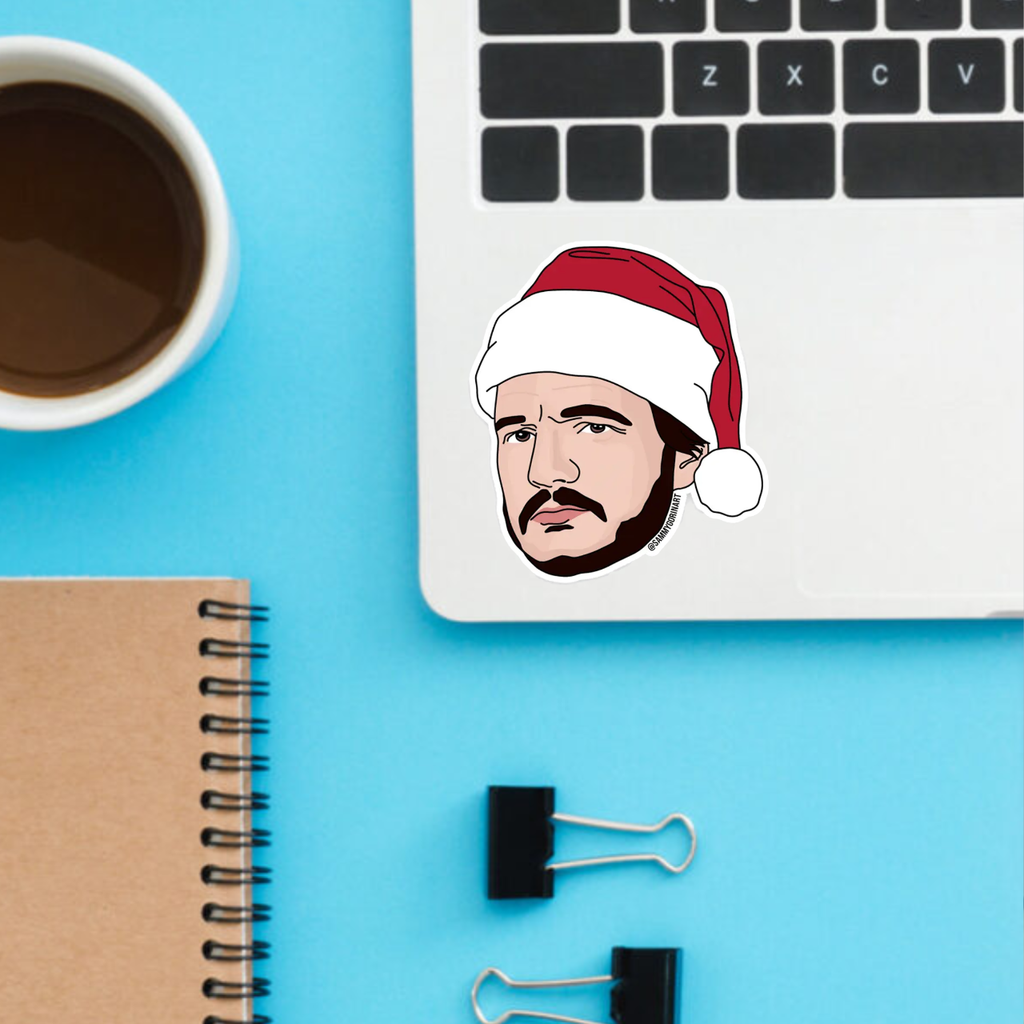 Pedro Pascal In Santa Hat Christmas Sticker Sammy Gorin LLC Impulse - Decorative Stickers