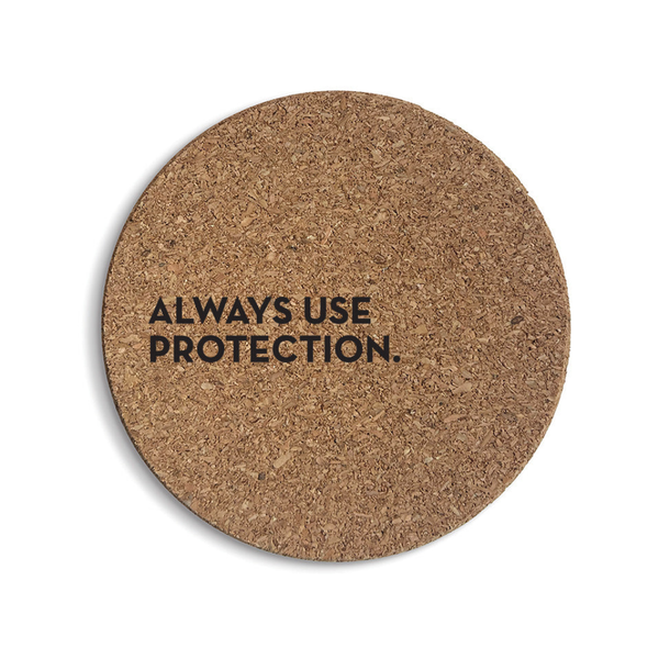 Always Use Protection Cork Coaster Six-Pack Sapling Press Home - Barware - Coasters
