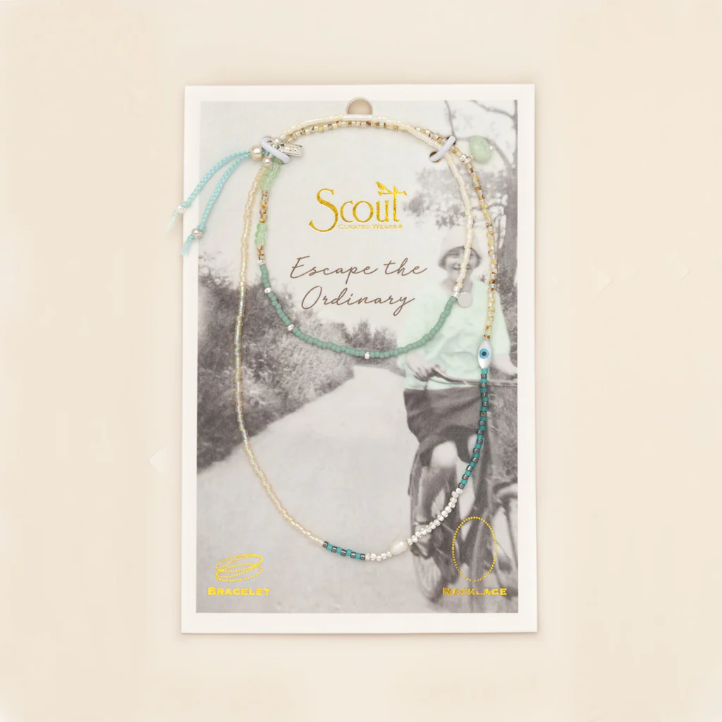 Courage/Amazonite/Silver Mixed Media Wrap Bracelet/Necklace Scout Curated Wears Jewelry - Bracelet