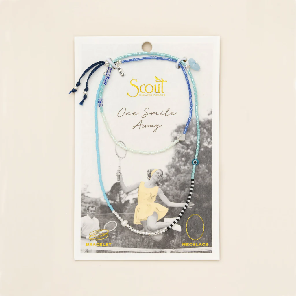 Hope/Aquamarine/Silver Mixed Media Wrap Bracelet/Necklace Scout Curated Wears Jewelry - Bracelet