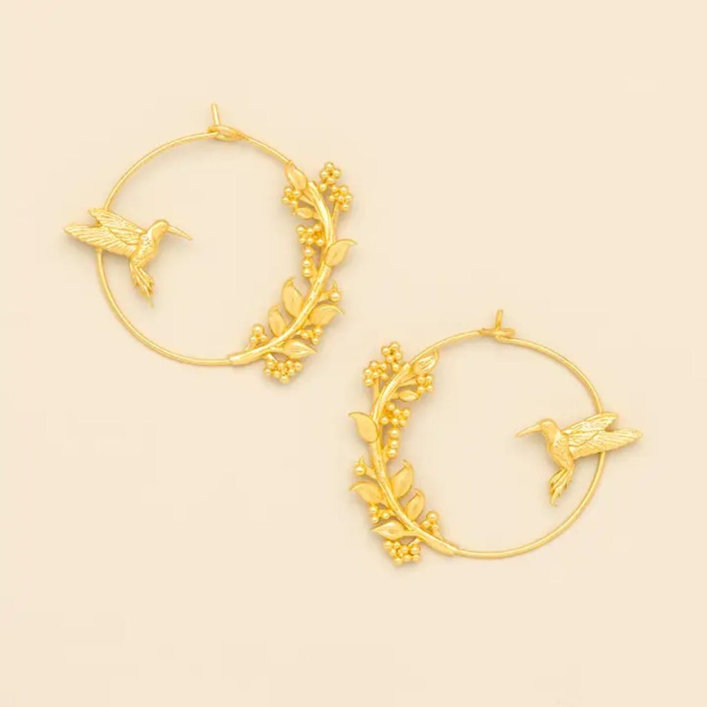 Gold Hummingbird Refined Hoop Earrings Scout Curated Wears Jewelry - Earrings