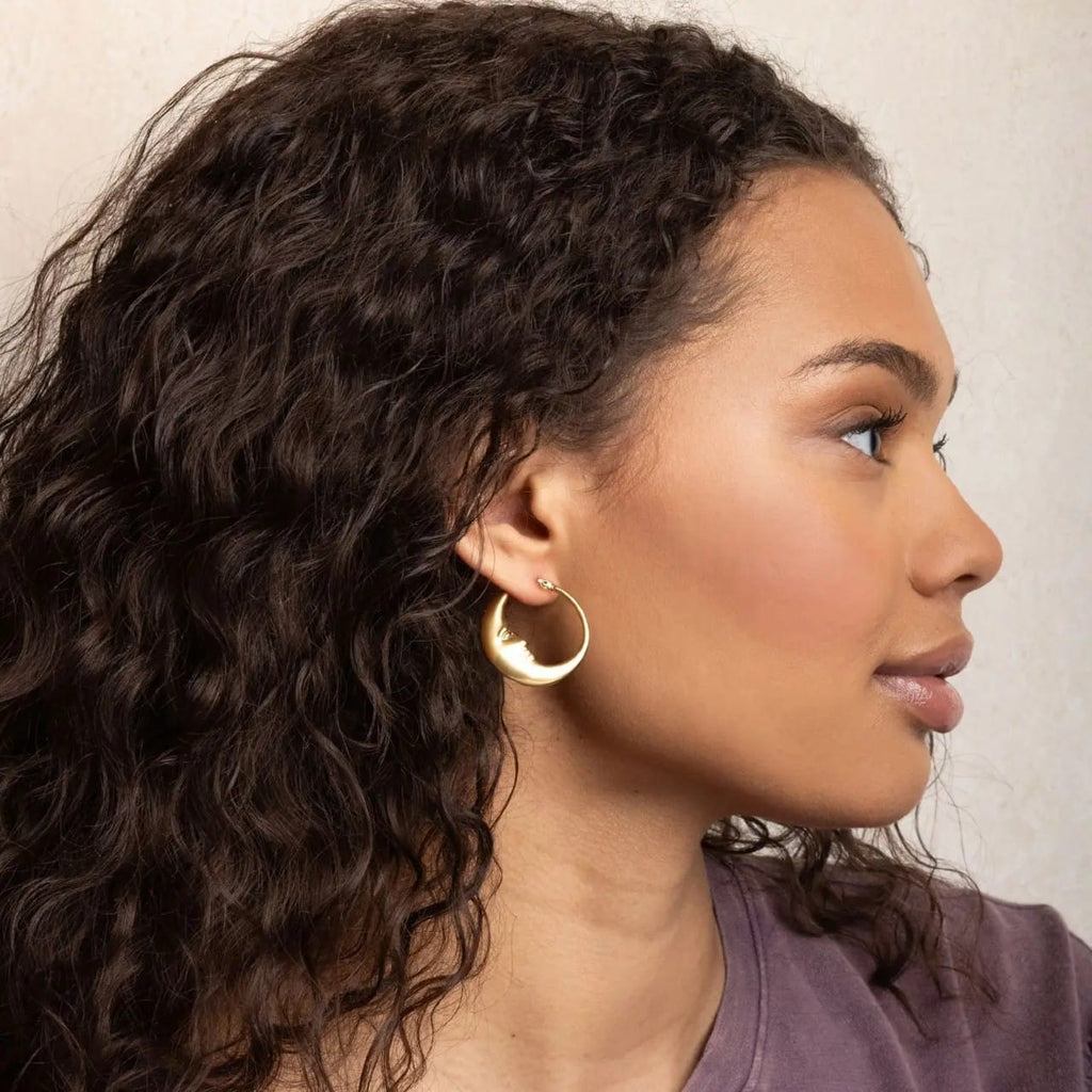 Gold Moon Refined Hoop Earrings Scout Curated Wears Jewelry - Earrings