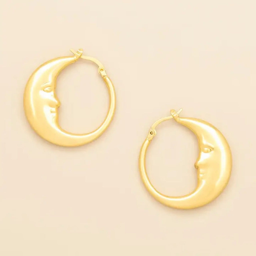 Gold Moon Refined Hoop Earrings Scout Curated Wears Jewelry - Earrings
