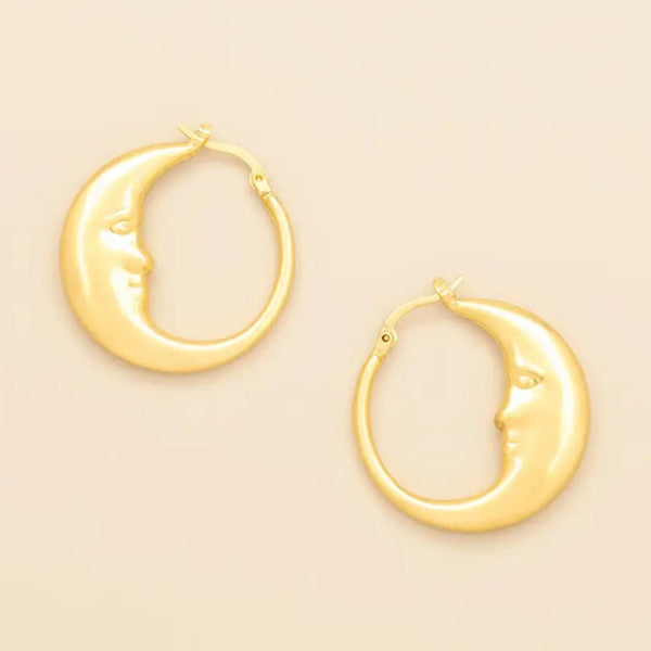 Gold Moon Refined Hoop Earrings Scout Curated Wears Jewelry - Earrings