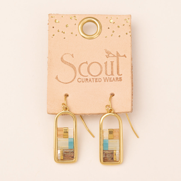 Mint/Peach/Gold Good Karma Miyuki Frame Earrings Scout Curated Wears Jewelry - Earrings