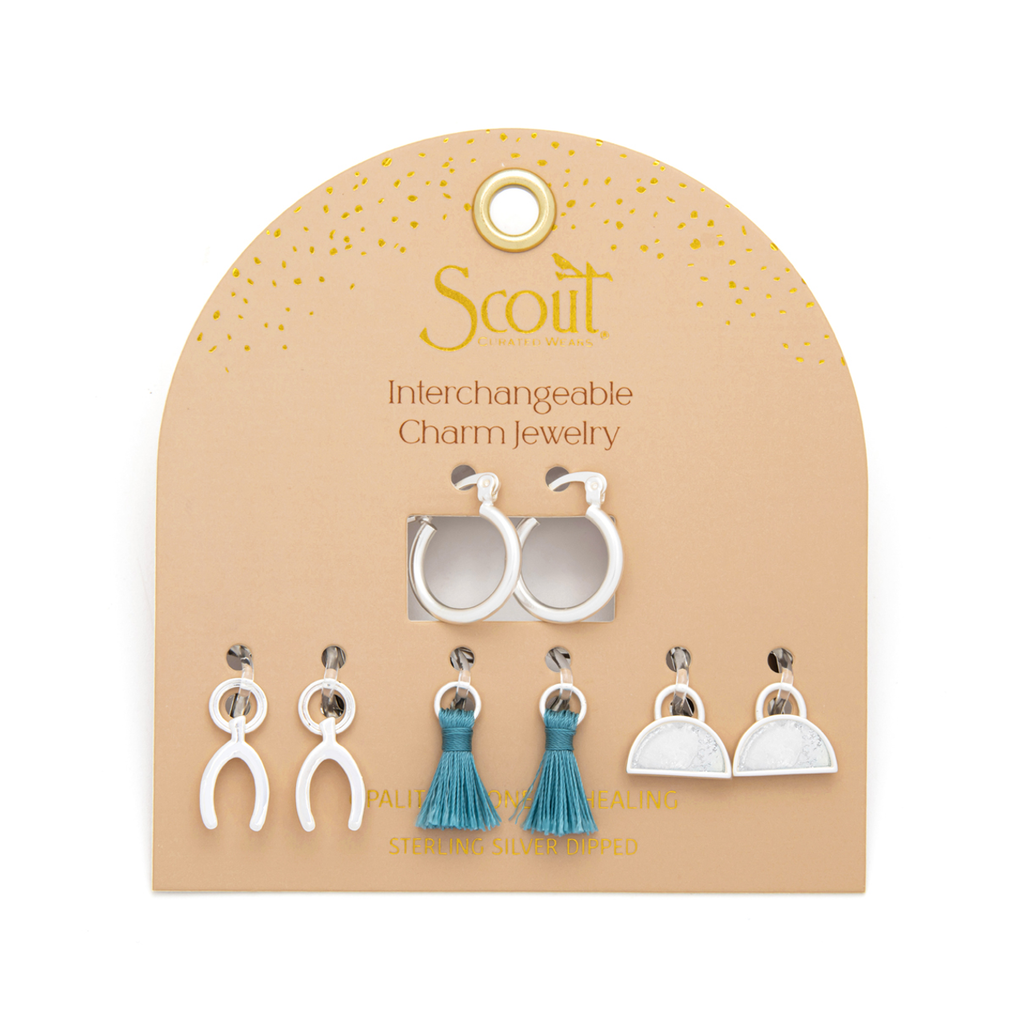 Opalite/Healing/Silver Interchangeable Charm Earrings Scout Curated Wears Jewelry - Earrings