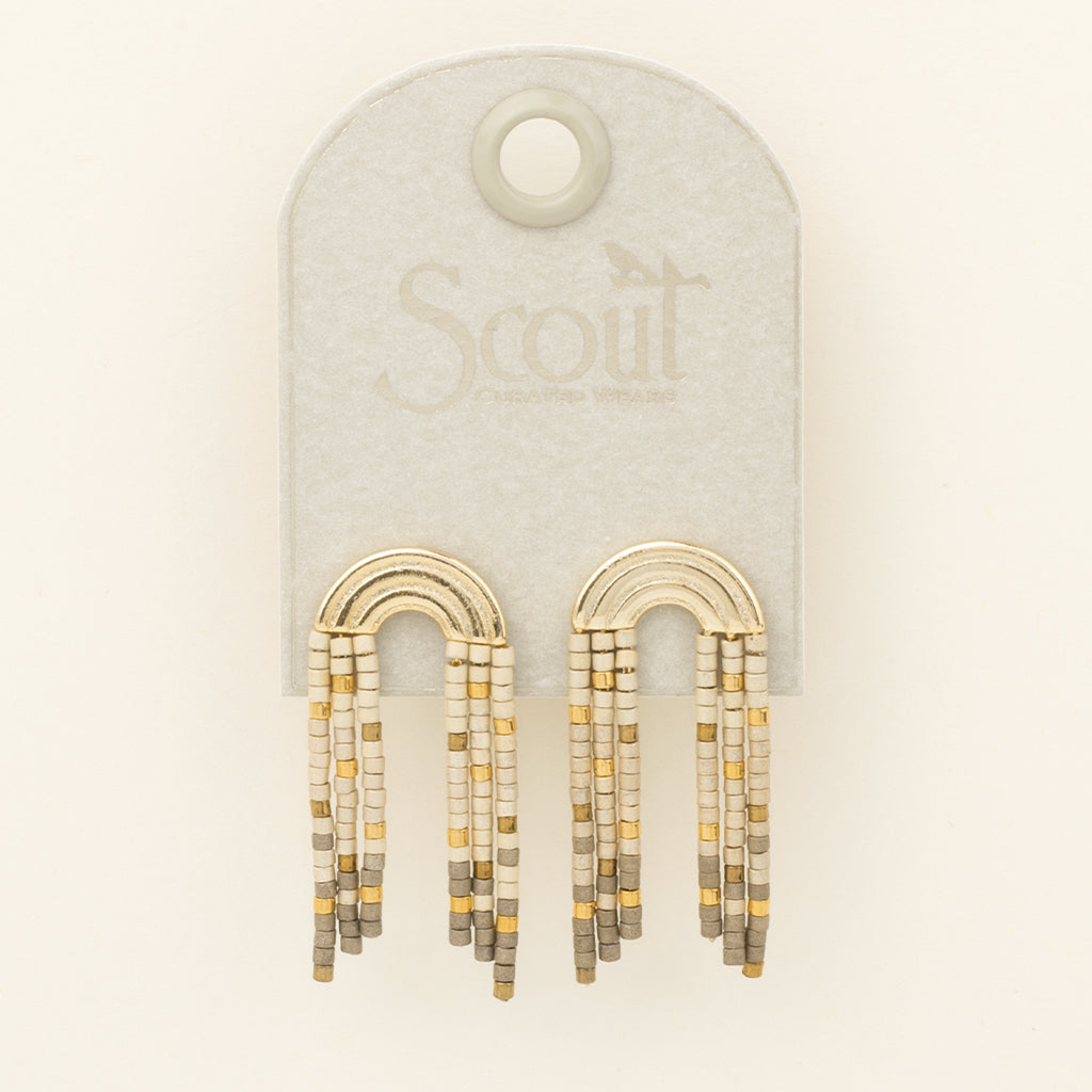 Pewter Multi/Gold Chromacolor Miyuki Rainbow Fringe Earrings Scout Curated Wears Jewelry - Earrings