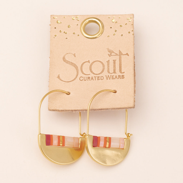 Pink Multi/Gold Good Karma Miyuki Crescent Hoop Earrings Scout Curated Wears Jewelry - Earrings