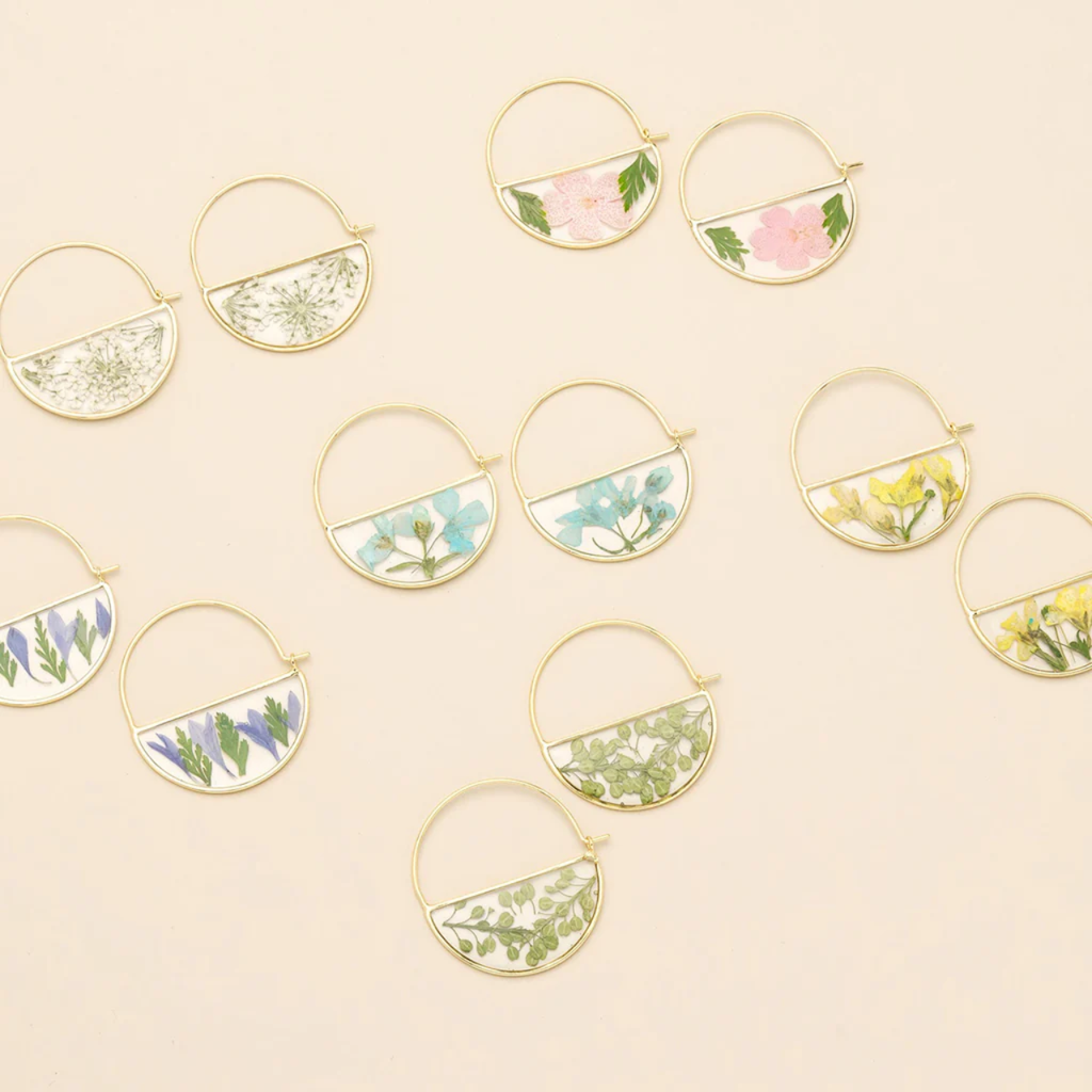 Pressed Flower Hoop Earring - Gold Scout Curated Wears Jewelry - Earrings