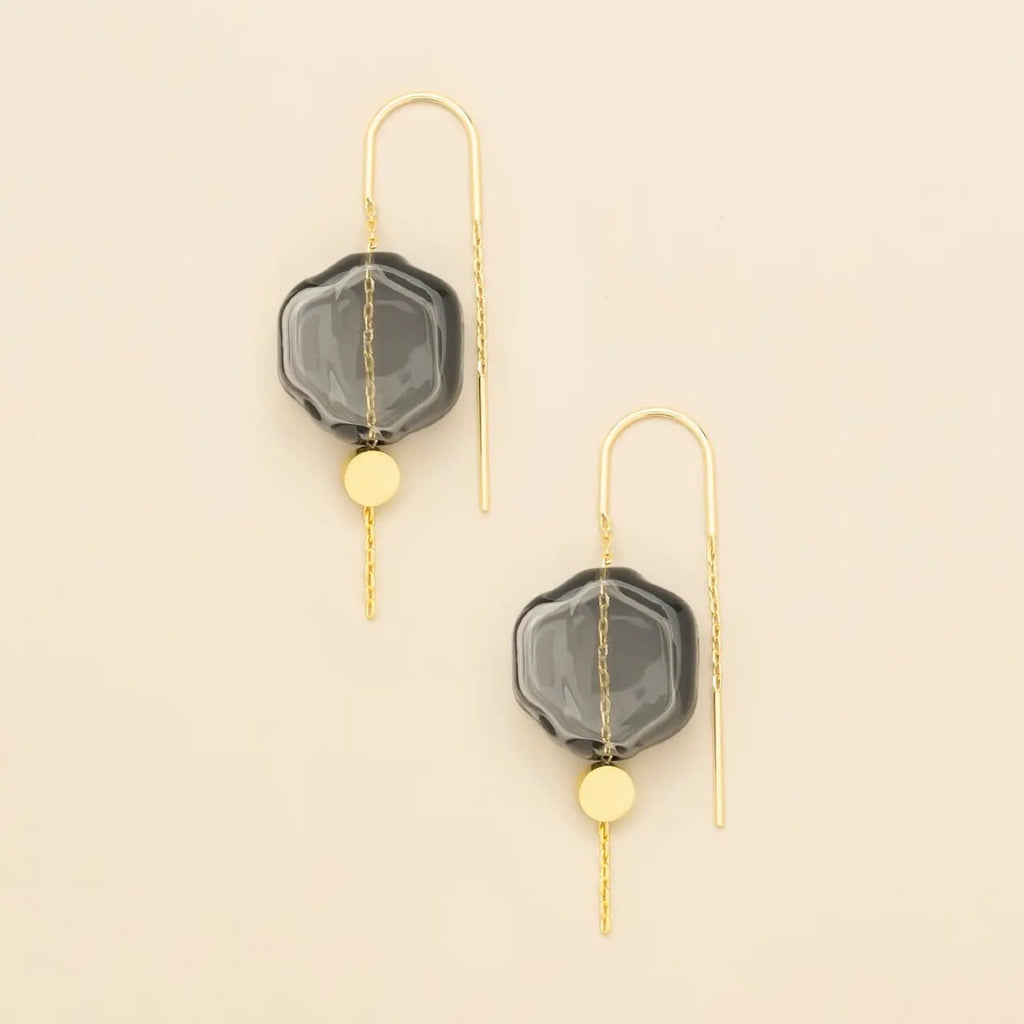 Smoke/Gold Refined Glass Organic Threader Earrings Scout Curated Wears Jewelry - Earrings