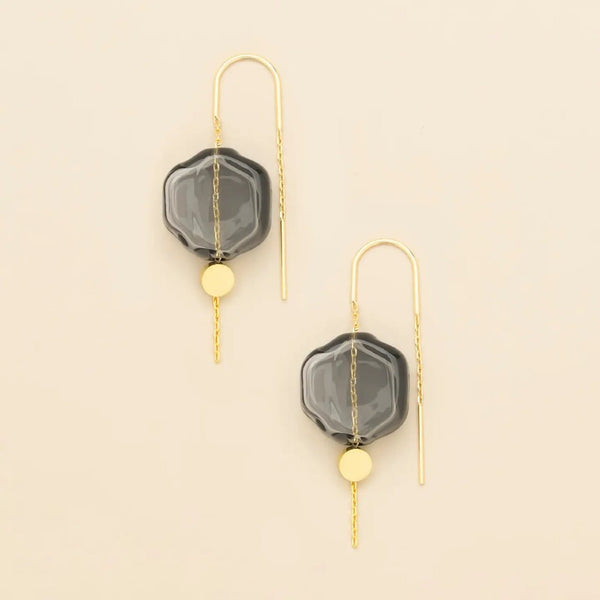 Smoke/Gold Refined Glass Organic Threader Earrings Scout Curated Wears Jewelry - Earrings