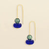 Teal/Blue/Gold Refined Glass Organic Threader Earrings Scout Curated Wears Jewelry - Earrings