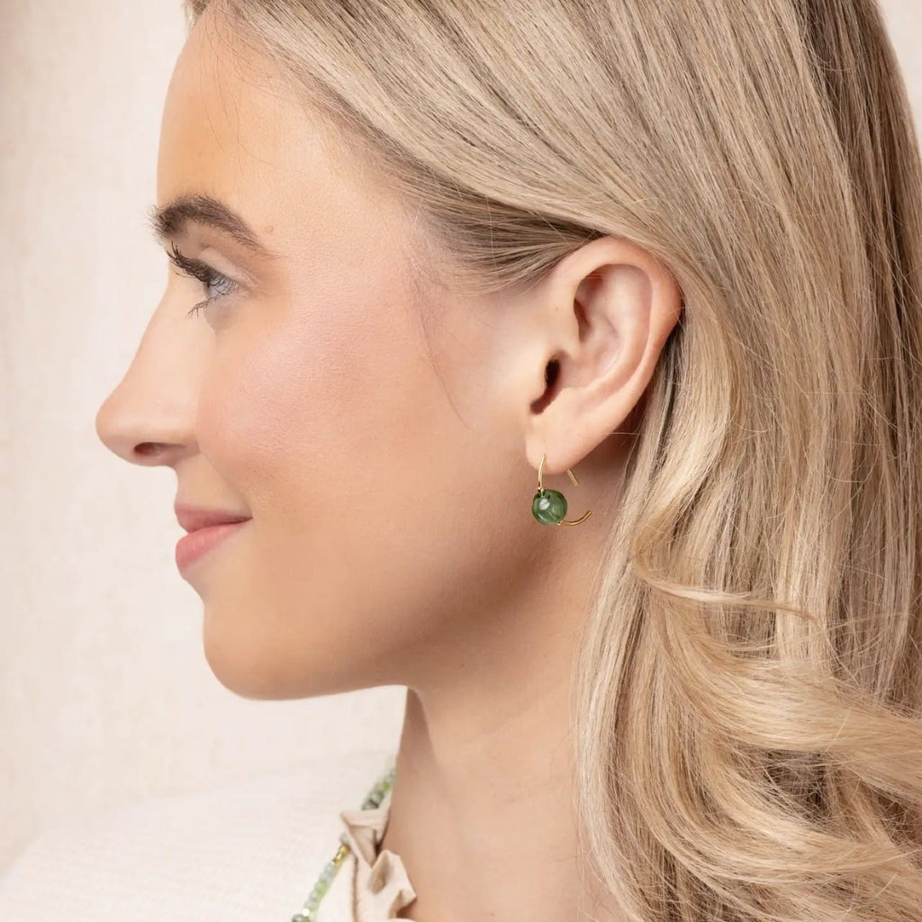 Teal/Gold Refined Glass Hoop Earrings Scout Curated Wears Jewelry - Earrings