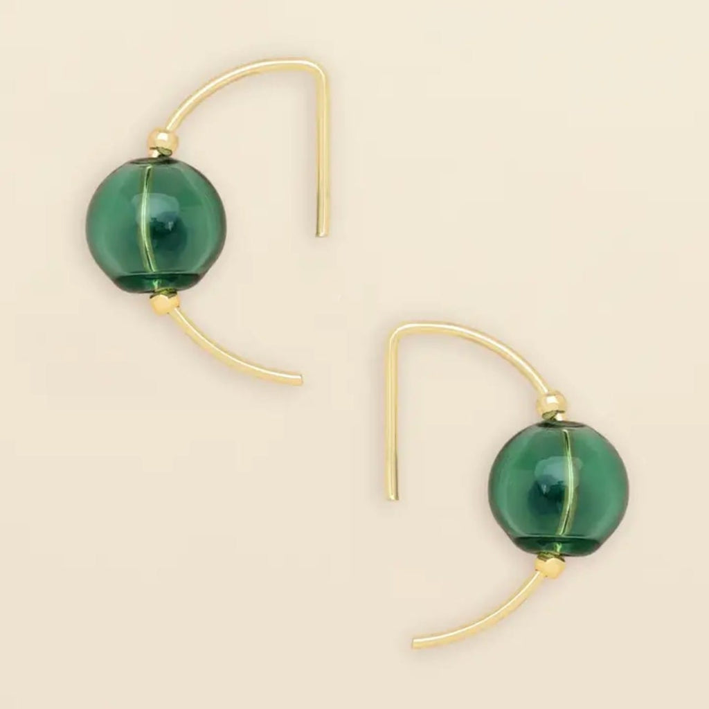 Teal/Gold Refined Glass Hoop Earrings Scout Curated Wears Jewelry - Earrings