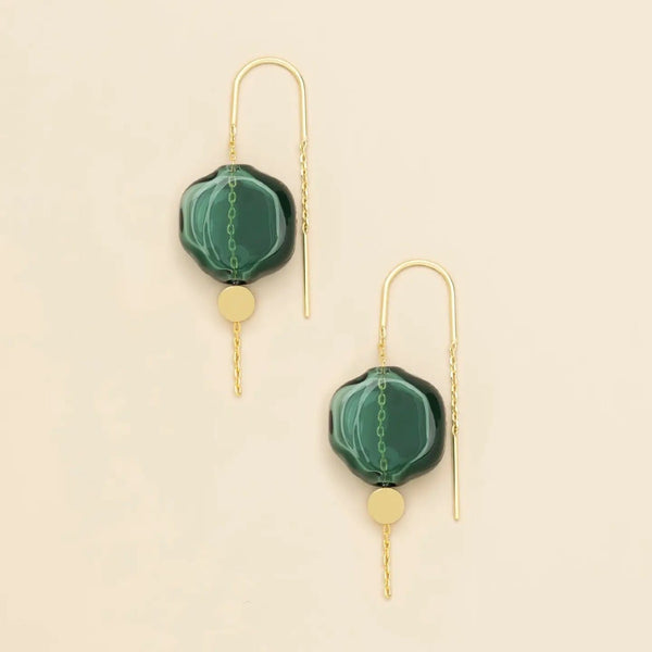 Teal/Gold Refined Glass Organic Threader Earrings Scout Curated Wears Jewelry - Earrings