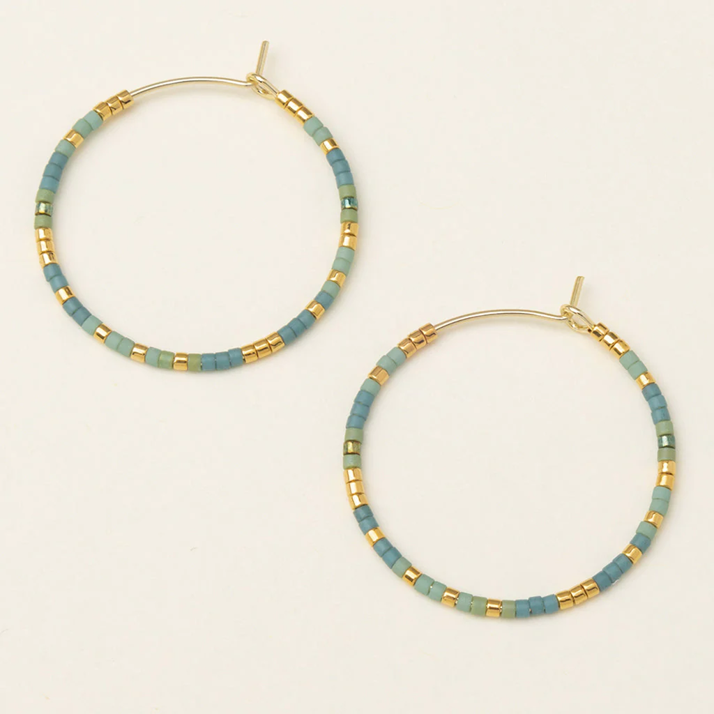 Turquoise Mint/Gold Small Miyuki Chromacolor Hoop Earring Scout Curated Wears Jewelry - Earrings