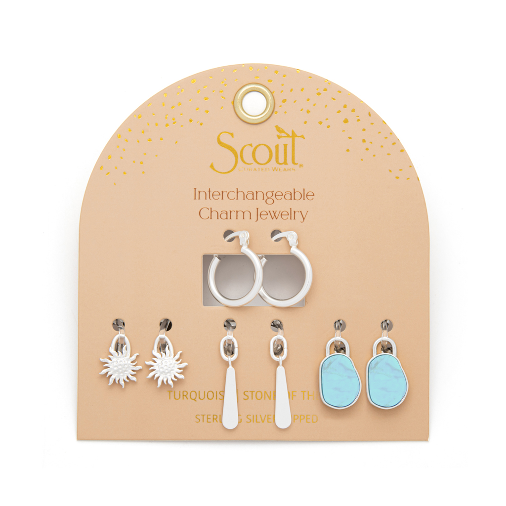 Turquoise/Sky/Silver Interchangeable Charm Earrings Scout Curated Wears Jewelry - Earrings