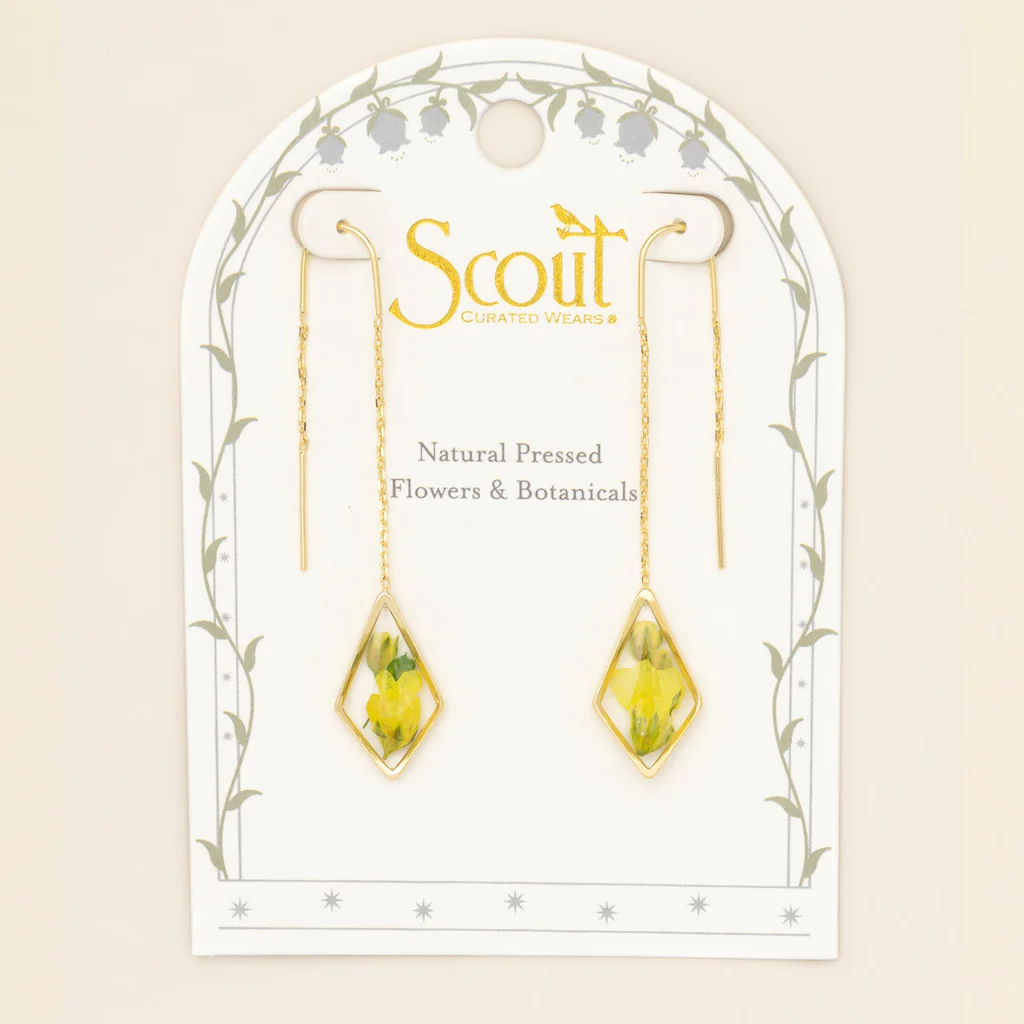 Yellow Baby's Breath/Gold Pressed Flower Thread Earrings Scout Curated Wears Jewelry - Earrings