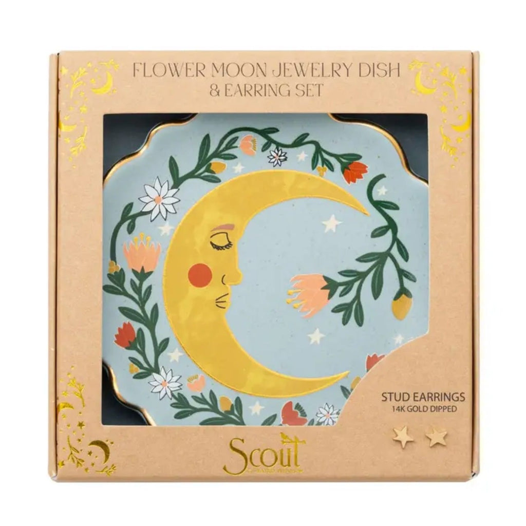 Flower Moon/Blue Jewelry Dish And Stud Earring Set Scout Curated Wears Jewelry