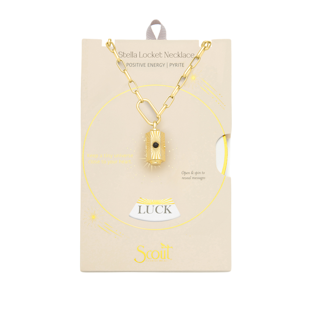 Positive Energy/Pyrite/Gold Stella Locket Necklace Scout Curated Wears Jewelry - Necklaces