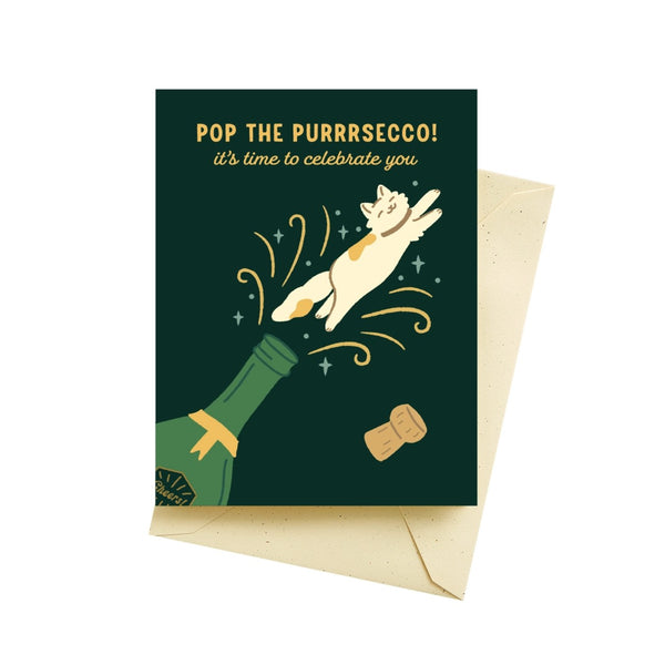 Purrsecco Cat Birthday Card Seltzer Cards - Birthday