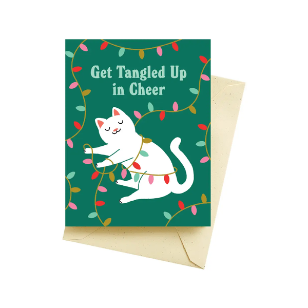 Tangled Cat Christmas Card Seltzer Cards - Holiday - Christmas