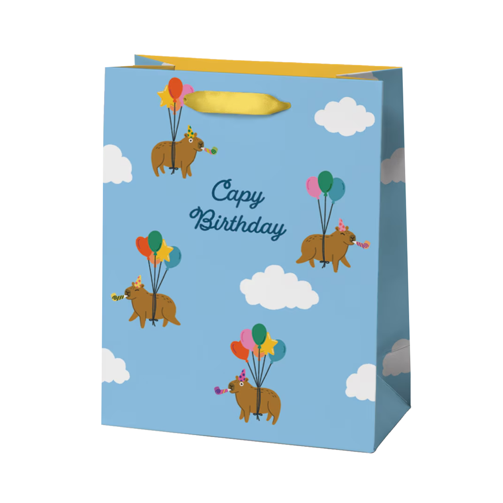 Capybara Capy Birthday Gift Bag - Medium Seltzer Gift Wrap & Packaging - Gift Bags