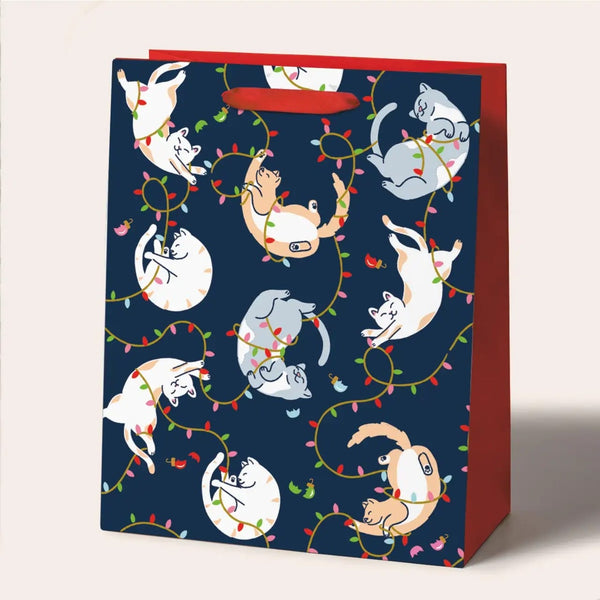 Tangled Cats Blue Gift Bag Seltzer Gift Wrap & Packaging - Holiday - Christmas - Gift Bags