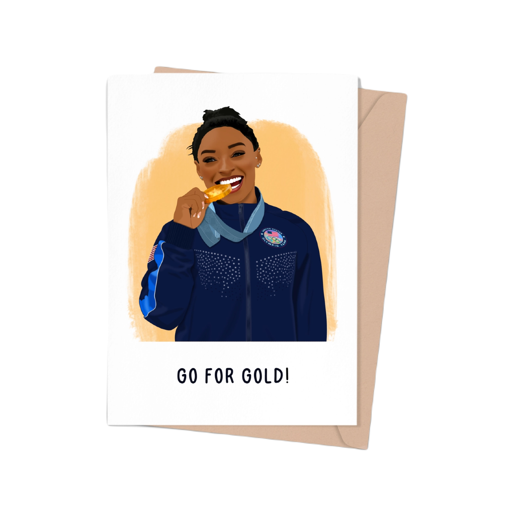 Simone Biles Go For Gold Blank Card Shop Trimmings Cards - Any Occasion