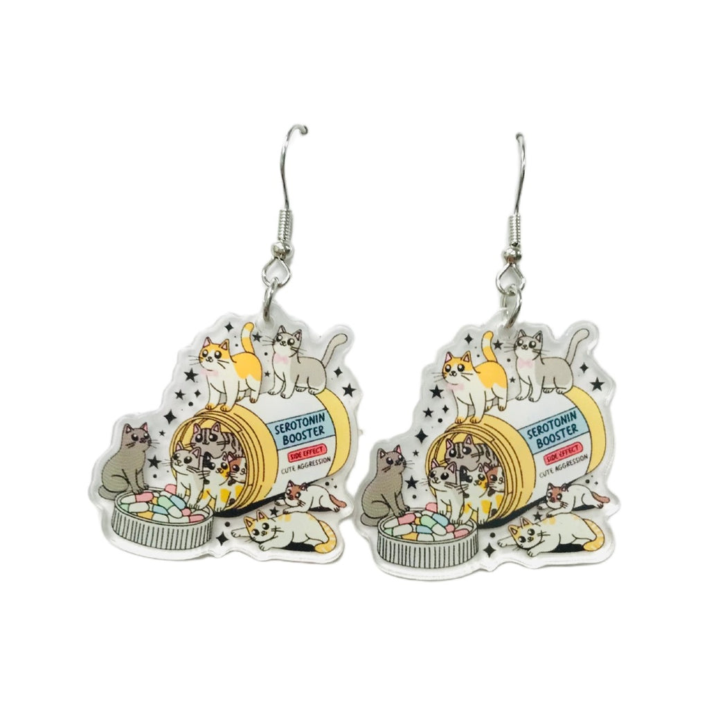 Cat Serotonin Booster Earrings SimpleNGreat Jewelry - Earrings