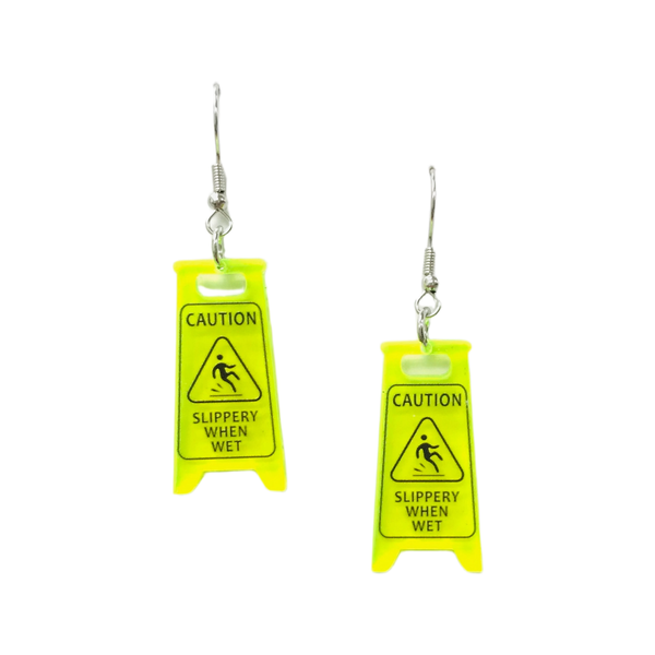 Caution Slippery When Wet Acrylic Earrings SimpleNGreat Jewelry - Earrings