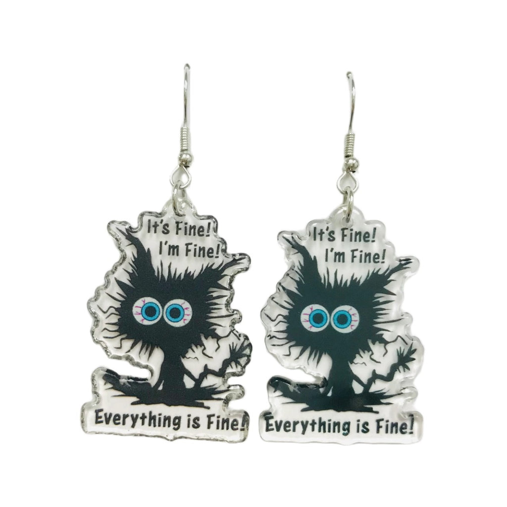 I Am Fine It's Fine Everything Is Fine Earrings SimpleNGreat Jewelry - Earrings