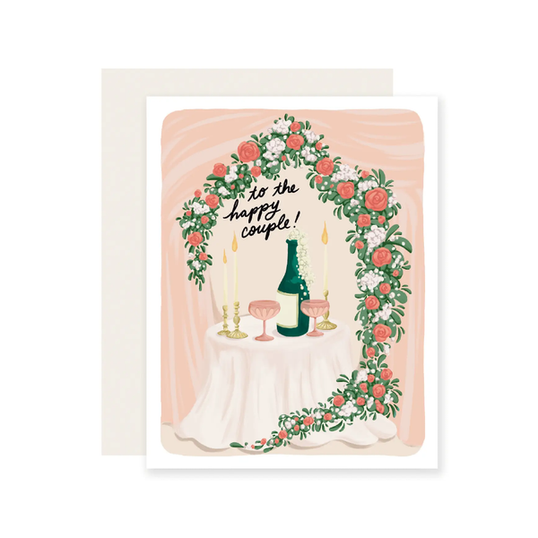 Happy Couple Champagne Wedding Card Slightly Stationary Cards - Love - Wedding