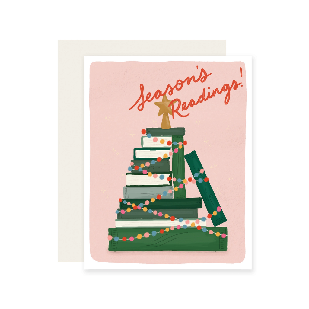 Book Tree Season's Readings Christmas Card Slightly Stationery Cards - Holiday - Christmas