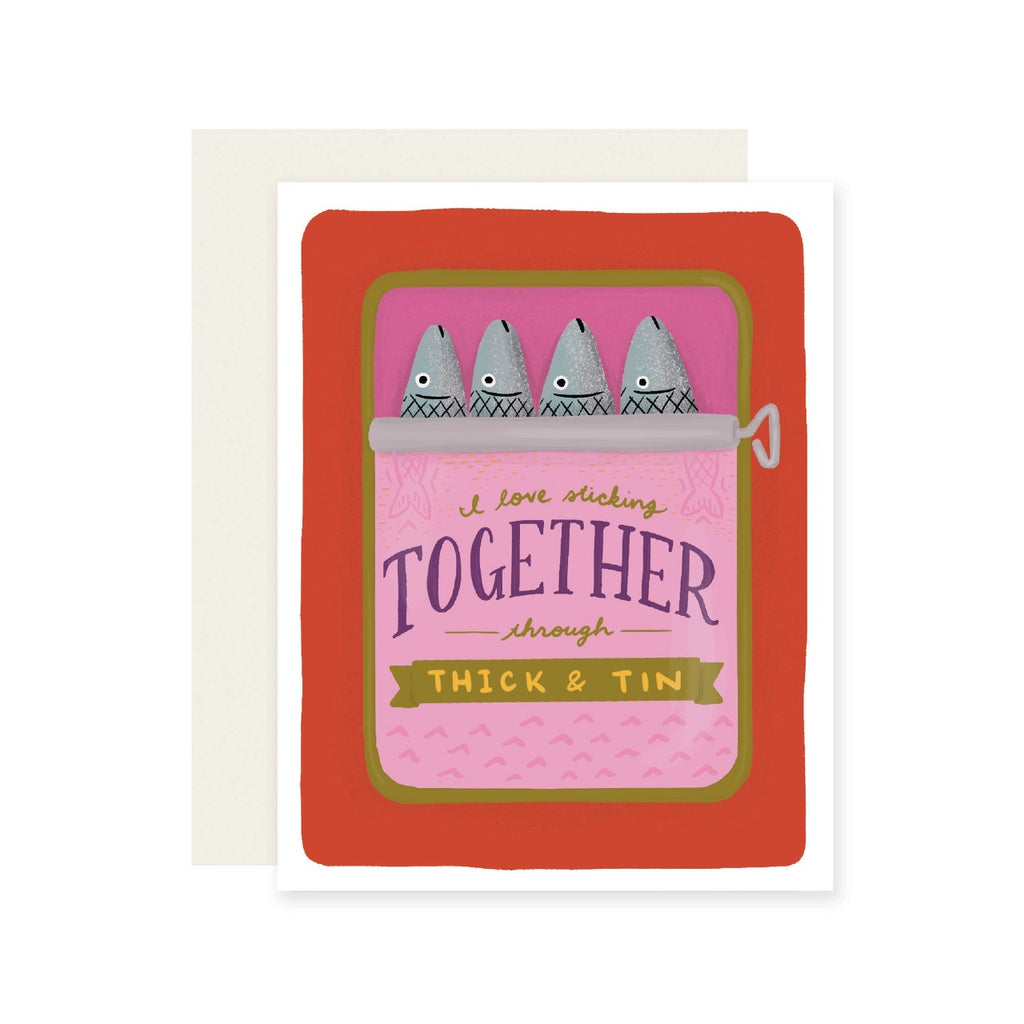 Sticking Together Tin Fish Love Card Slightly Stationery Cards - Love