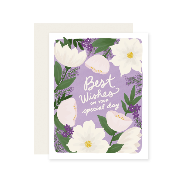 Floral Best Wishes Wedding Card Slightly Stationery Cards - Love - Wedding